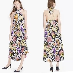 J.CREW 100% Silk Paisley Maxi Sarong Dress Size 8